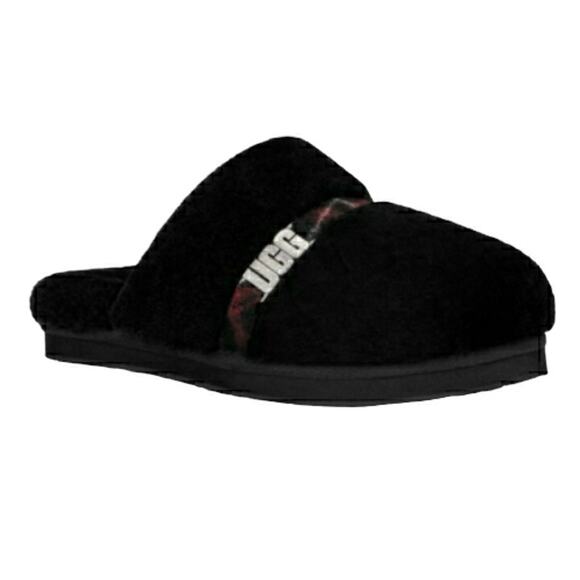 Authentic UGG Dalla Plaid black sheepskin slip on comfy slippers in box Size 10 - Picture 2 of 10